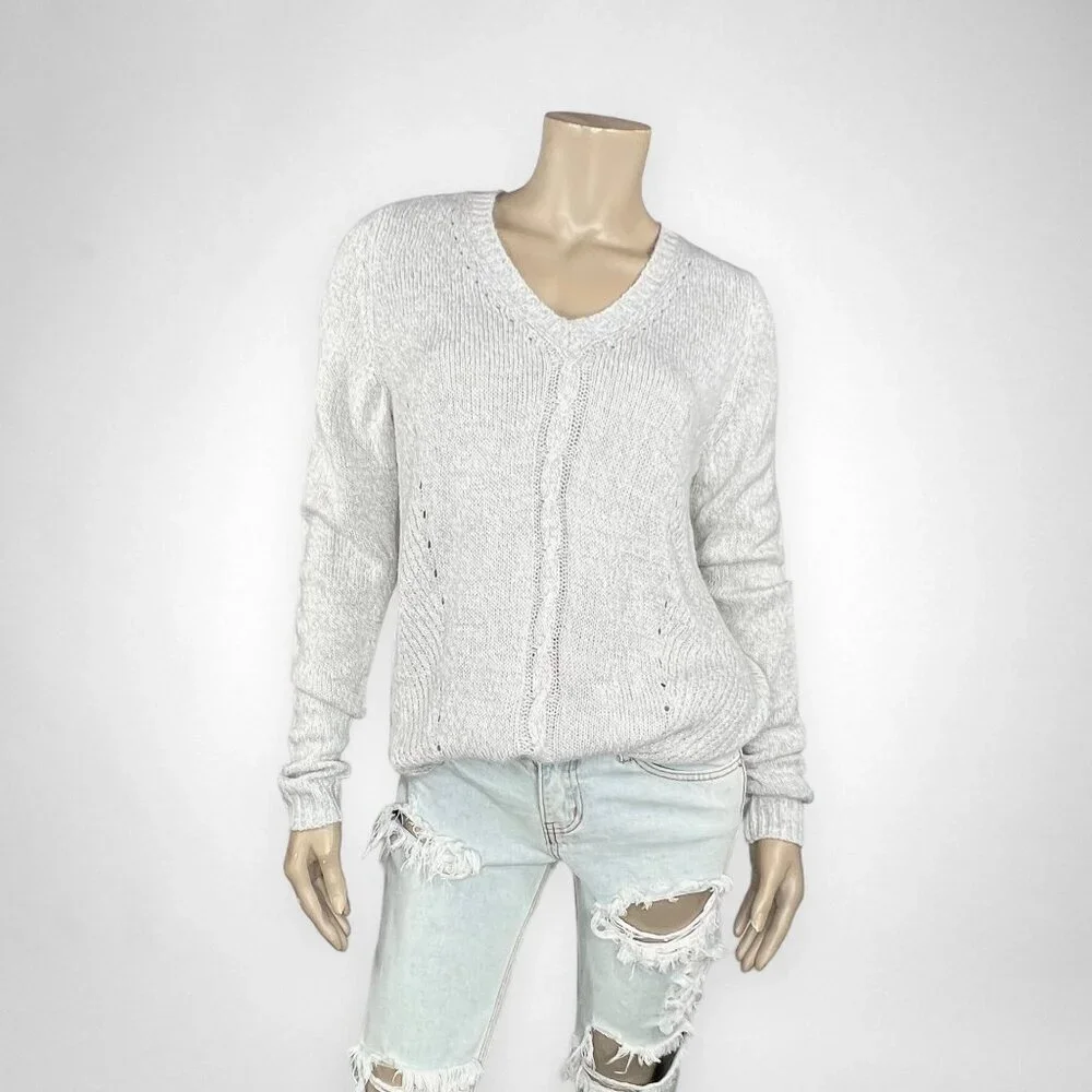 SONOMA Medium Light Gray Knit‎ Sweater Fall Layering